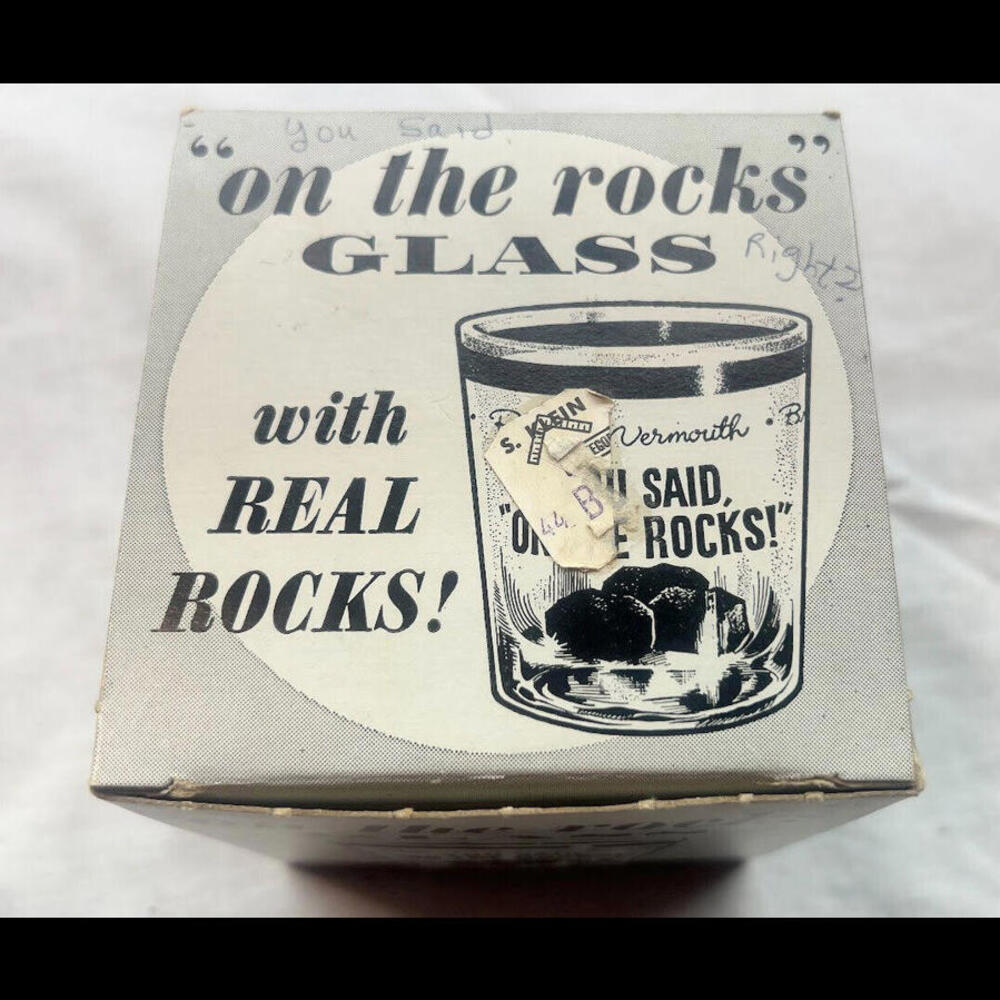 Vintage Glass Gag Gift A. Freed NYC Novelty Scotch Glass On the Rocks